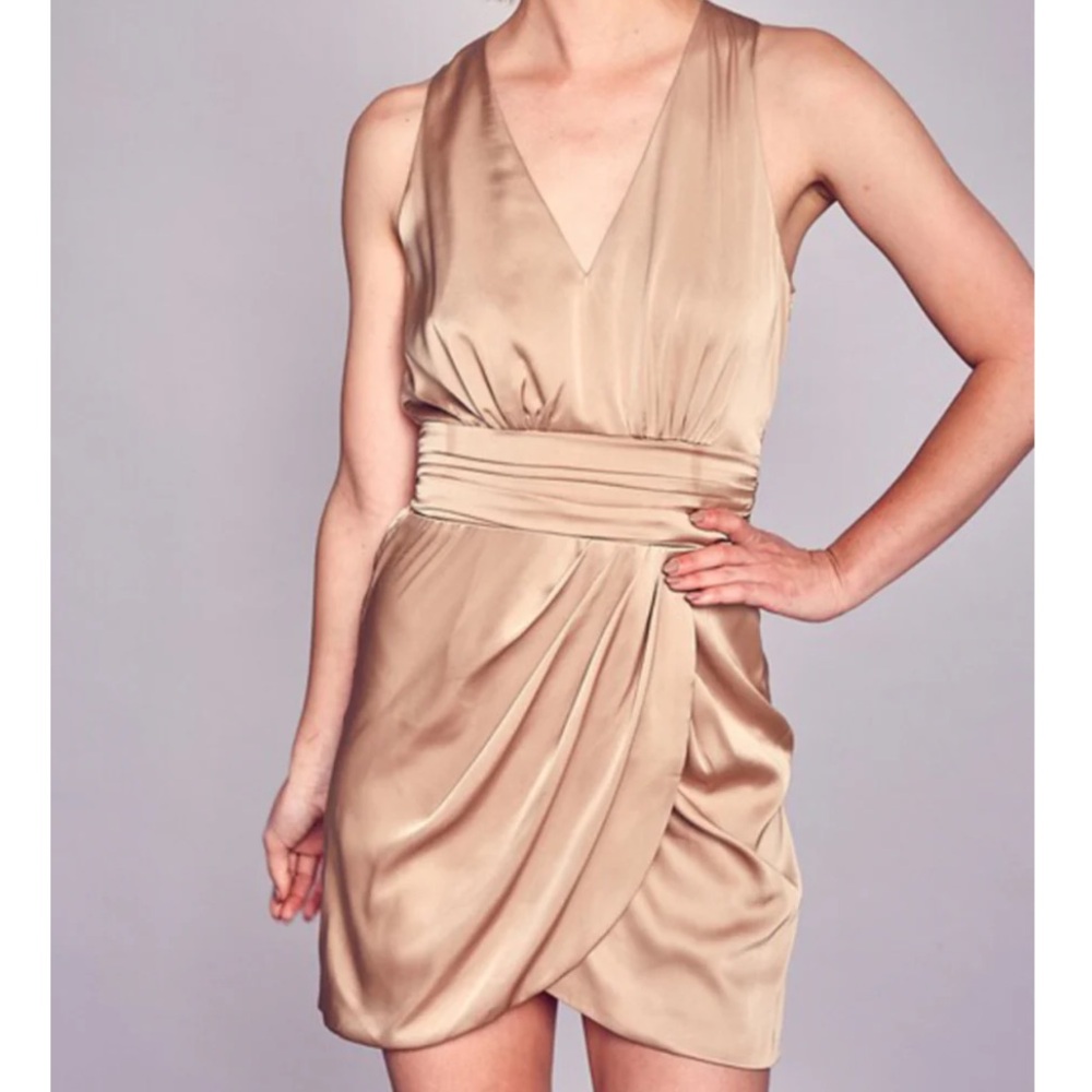 DO+BE Beige Satin Dress NWT